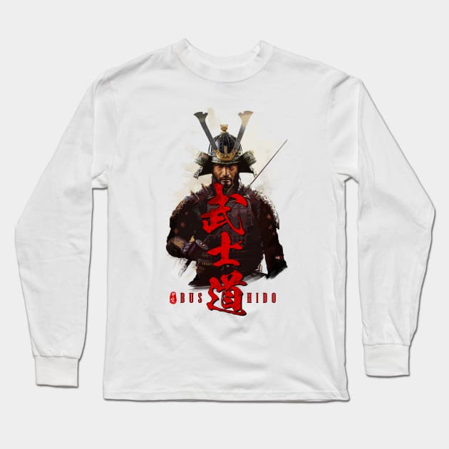 Bushido X Samurai Calligraphy Art Long Sleeve T-Shirt by Takeda_Art